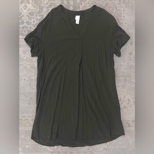H&M Women's Oversized Olive Green V-Neck Shirt Dress, Women’s Size Medium, GUC
